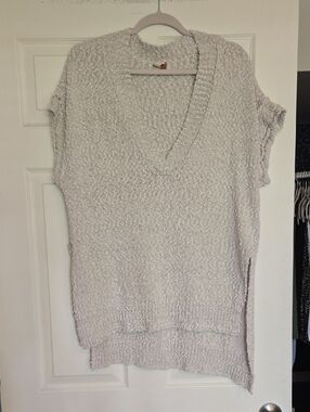 Pilcro Neutral Popcorn Knit Short Sleeve  in Light Cream / Oat Large